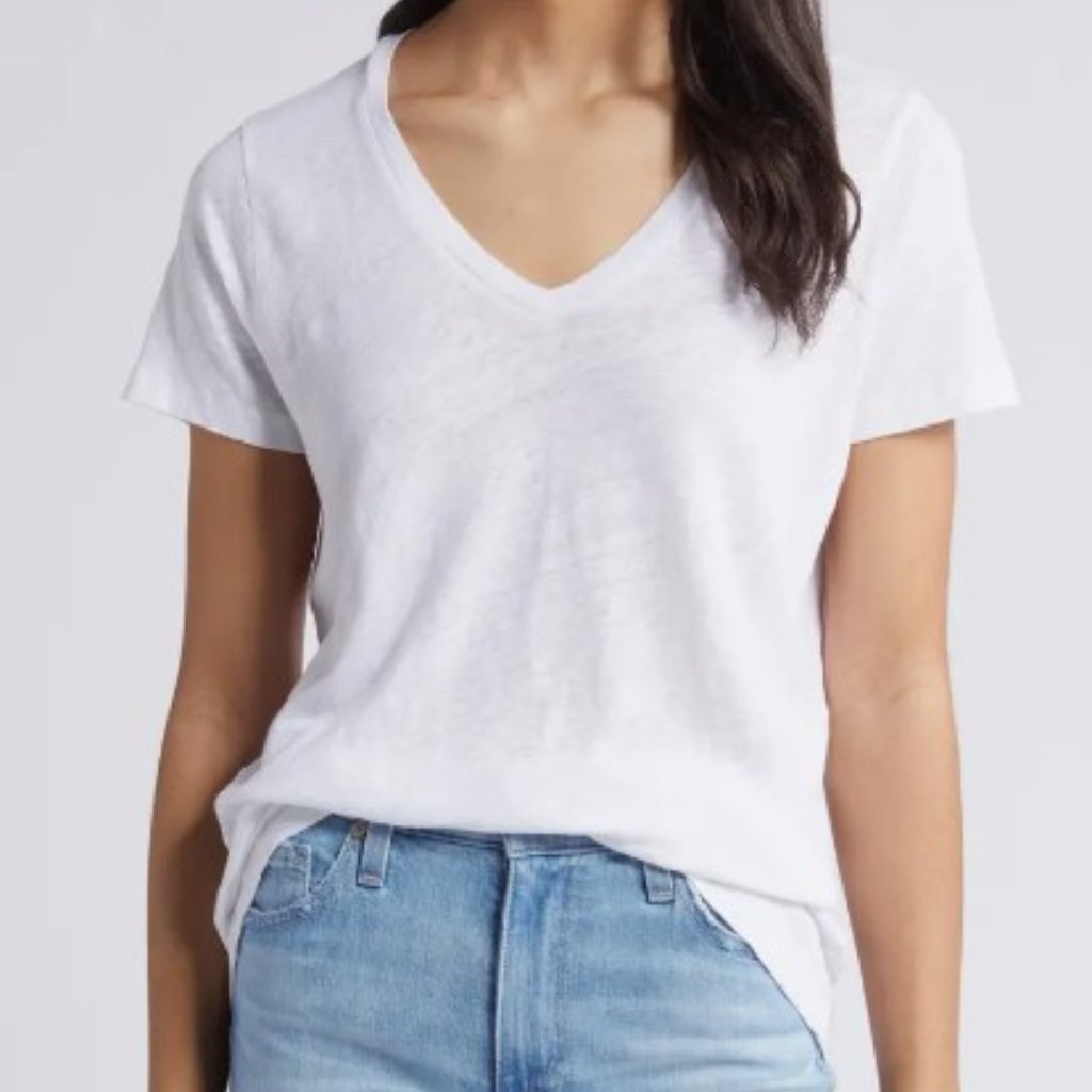 Vineyard Vines Linen V-Neck Tee - Size M - Euc